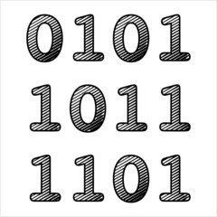 Binary Code Icon, Base 2, Two Digit 1, 0 Numeric System Computer Processor Instruction, Data System, True False Boolean Logic