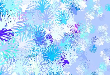 Light BLUE vector doodle background with branches.