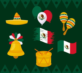 independence mexico nine icons