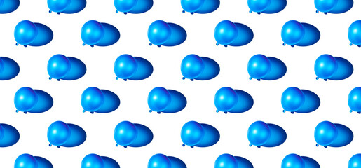Pattern of blue balloons on white pastel background