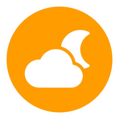 Moon and clouds vector glyph icon. Weather sign