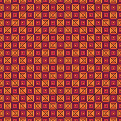 Triangles, checks ornament. Seamless pattern. Tiles backdrop. Triangular shapes, squares wallpaper. Geometric background. Ethic motif. Digital paper. Mosaic textile print. Geometrical vector artwork.