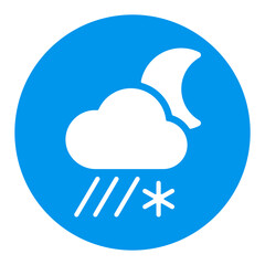 Rain cloud with snow moon glyph icon. Weather sign