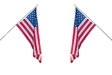 Isolated american flags on white background