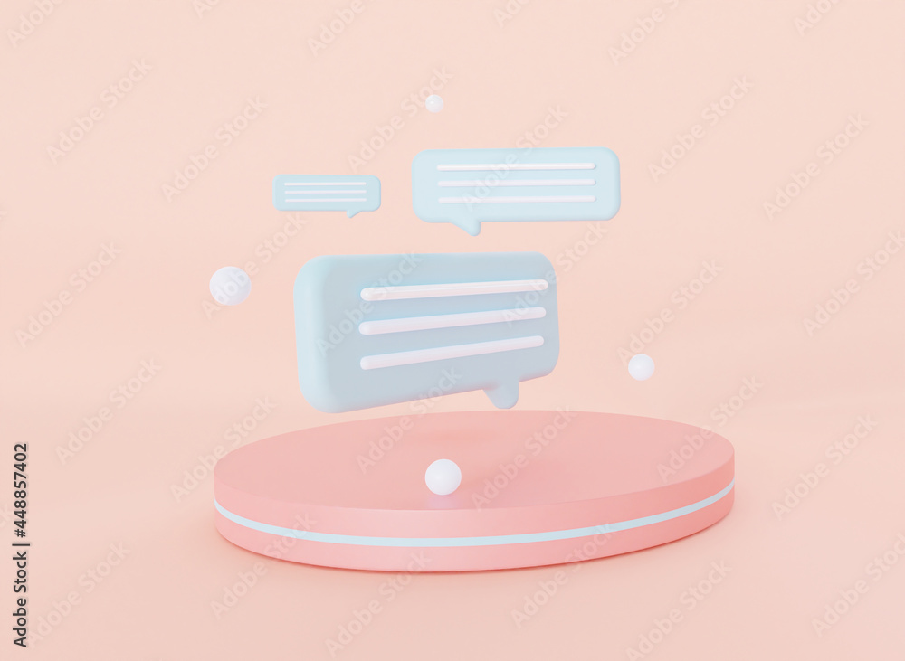 Poster a speech bubble on the podium. the concept of a chat for exchanging messages in social networks or i