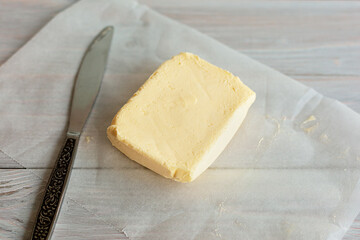Milky butter. Top view. Close up.