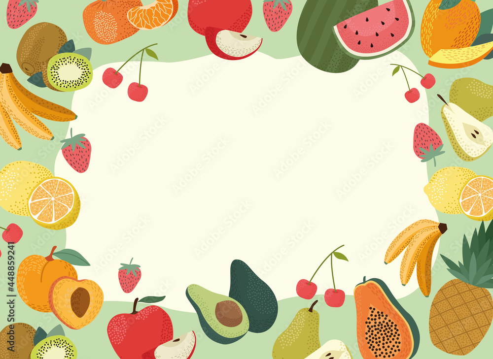 Wall mural fresh fruits frame