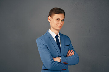 portrait of business man in suit posing studio isolated background