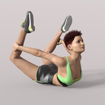 3D Rendering of an Isolated Fitness Girl making Sport and yoga