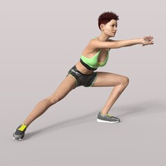 3D Rendering of an Isolated Fitness Girl making Sport