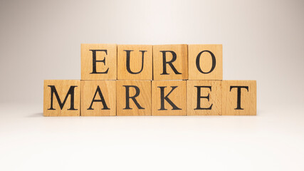 The name Euro Market was created from wooden letter cubes.