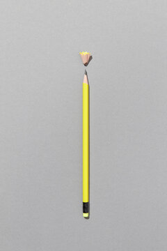 One pencil on gray background