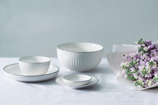 table set on dinning table at home