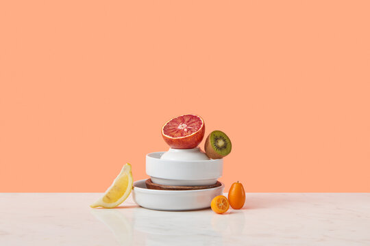 Summer fruits with bowls