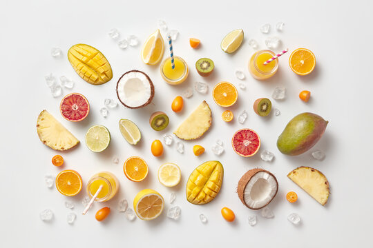 Fresh natural summer fruits and juice