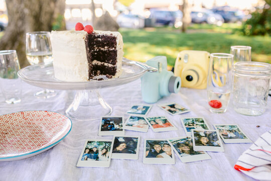 Table served for picnic in park