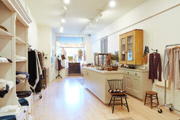 Empty clothing store interior