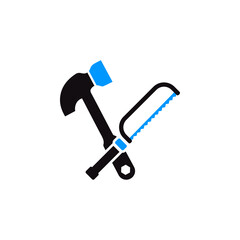 hammer and saw work tool icon vector