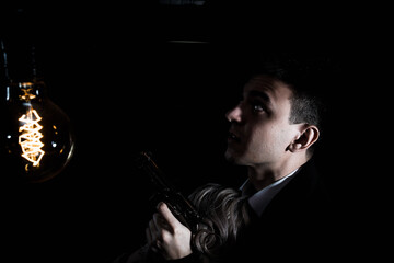 noir boy in white shirt