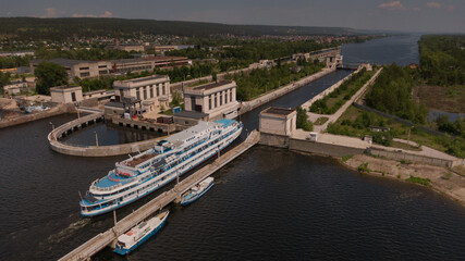 Top-view of a passenger cruise ship