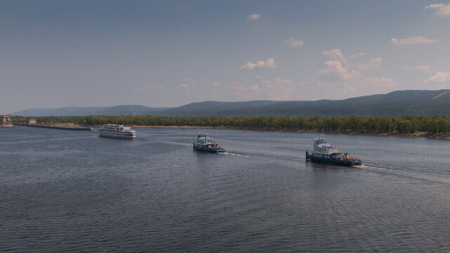 Top-view of a cargo ship