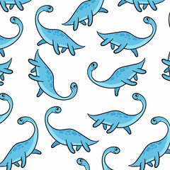 Dinosaurs. Colorful seamless pattern for decorating a children's room, fabric or textiles. Vector cartoon style.