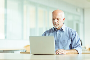 Fototapeta premium Dedicated responsible businessman working on a laptop