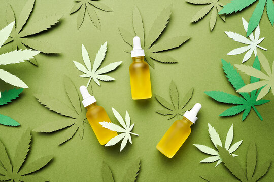 Cannabidiol oil droppers.