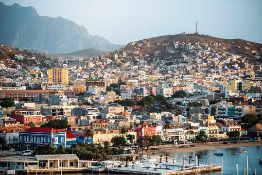 Small town in volcano valley island