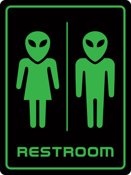 Alien Restroom Sign | Bathroom Sign For Spaceships And UFOs | Area 51 Signage | Funny Outer Space Design