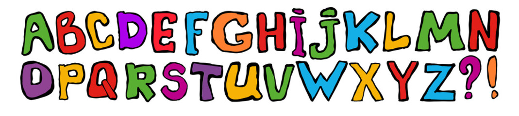 Colorful letters. Cheerful graphic letters. Vector illustration