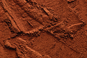 Natural cocoa powder textured background, copy space