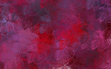 Dark Pink, Red vector doodle pattern with flowers.