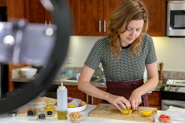 Woman Creates Food Blog Content