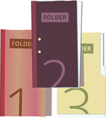 3 Used Folders. Realistic Vector Folders. Different Design Vector Folders. Brown Folders
