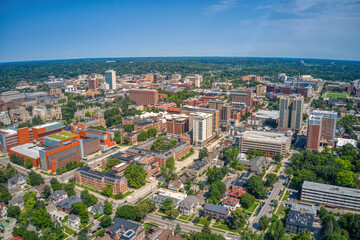 Fototapeta na wymiar Aerial View of a large State University in Ann Arbor, Michigan