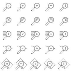 Magnifying glass icon set with multiple uses