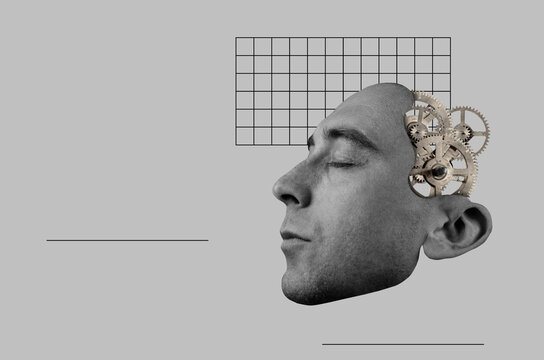 Head Of A Man With Gears Inside