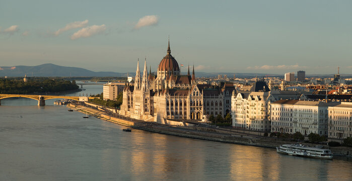 Late evening panorama of Budapest.