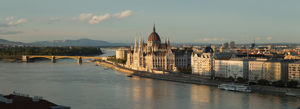 Late evening panorama of Budapest.
