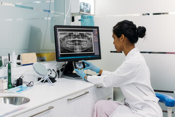 Female dentist at work