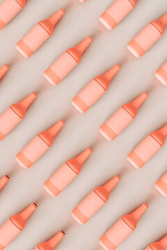 top down view of pink beer bottles - 3D render