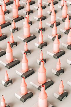 pattern of Pink beer bottle - 3D render