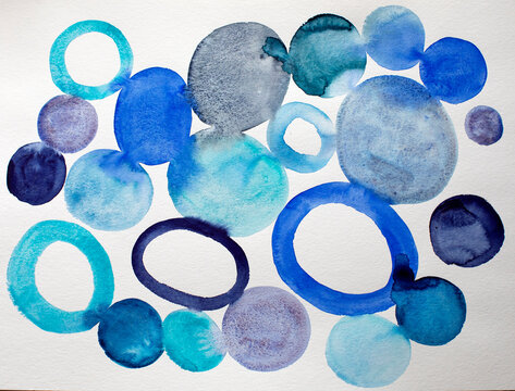 Abstract watercolor circles and ovals 