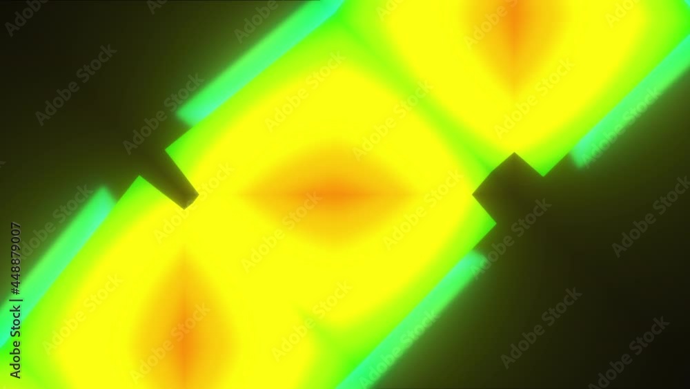 Poster Geometric polygons with 3d render gradient. Futuristic stairs with dynamic movement and wave textures. Rough curves in artistic creative design. Blurred volumetric lines with bend