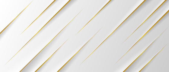 abstract white gold stripes banner background - obrazy, fototapety, plakaty