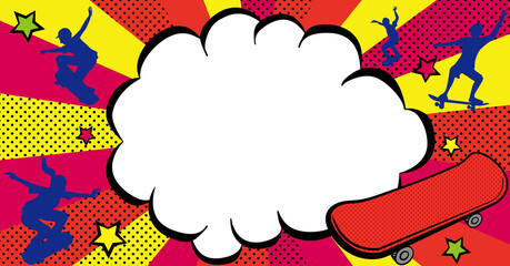 アメコミ風　スケボーイラストデザイン © kinonoko