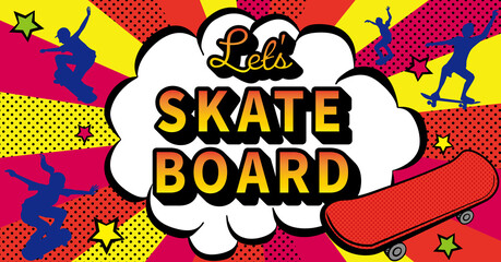 アメコミ風　スケボーイラストデザイン