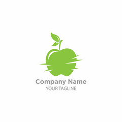 Flat web green apple icon. Vector illustration.Green apple on white background