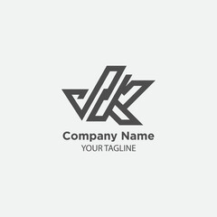 Outstanding professional elegant trendy awesome artistic black and white color JK KJ initial based Alphabet icon logo.